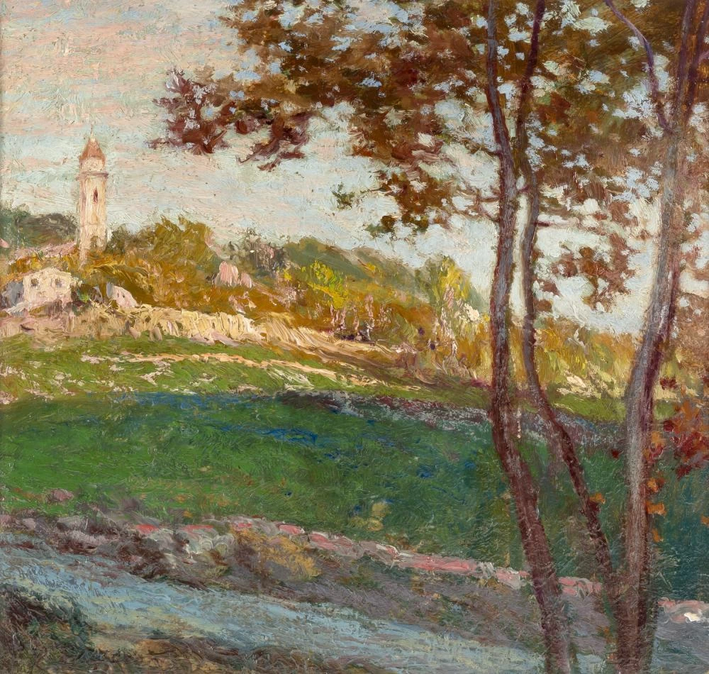Paesaggio con chiesa